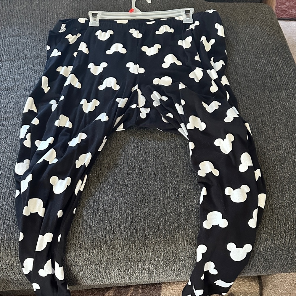 Black and White Mickey Mouse Print Pants